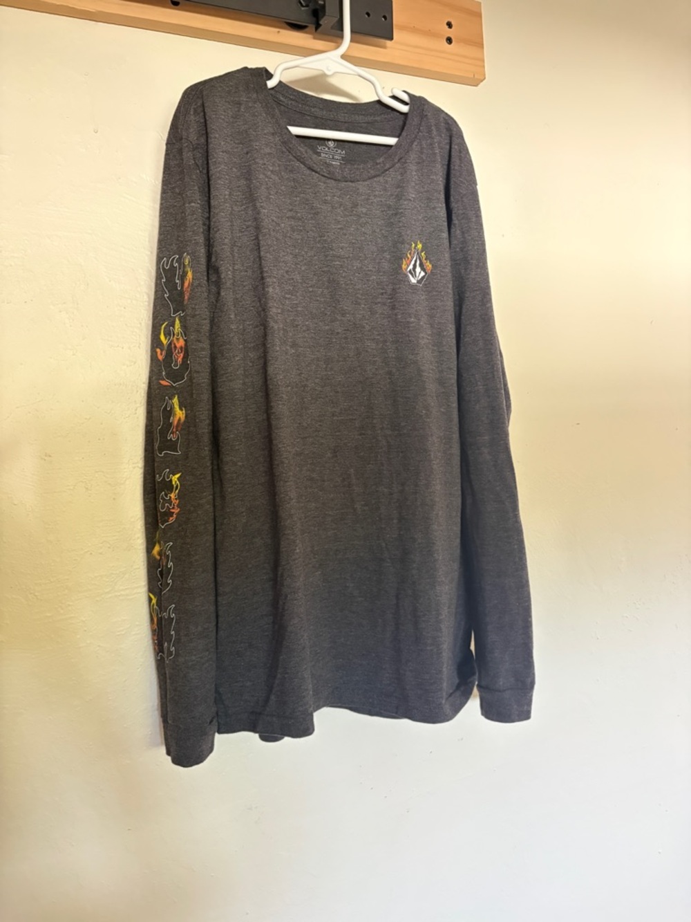 Volcom Women’s Long Sleeve Flame Logo Tee - Charcoal